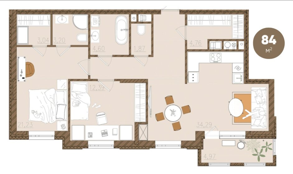 83,4 м², 2-комнатная квартира 13 892 949 ₽ - изображение 1