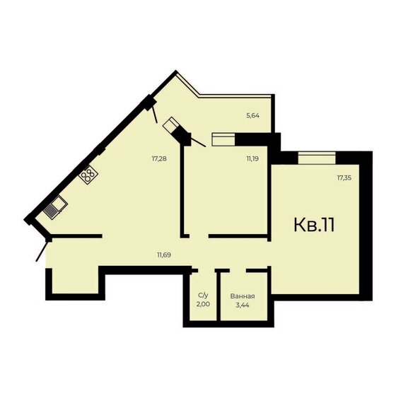 65,8 м², 2-комнатная квартира 6 379 690 ₽ - изображение 1