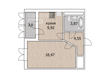 Квартира 38 м², 1-комнатная - изображение 1