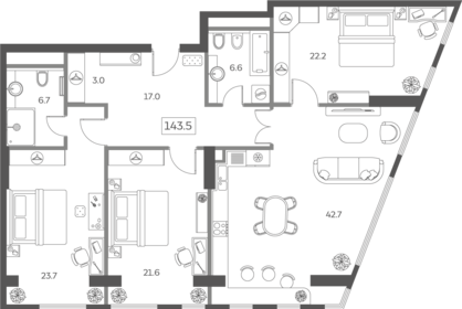 152,7 м², 4-комнатная квартира 68 346 544 ₽ - изображение 57