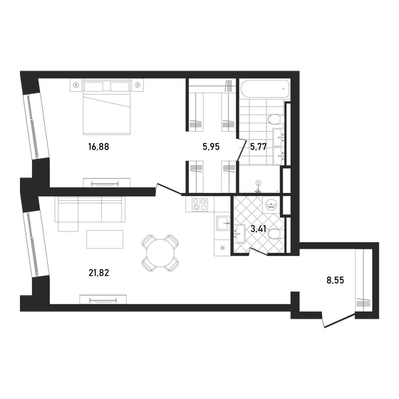 62,8 м², 1-комнатная квартира 40 719 316 ₽ - изображение 1