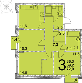 Квартира 70 м², 3-комнатная - изображение 1