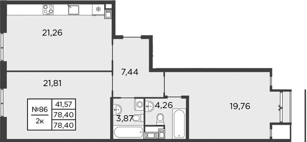 Квартира 78,4 м², 2-комнатная - изображение 1