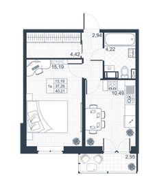 38,1 м², 1-комнатная квартира 5 530 300 ₽ - изображение 90