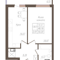 Квартира 50,2 м², 1-комнатная - изображение 2