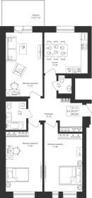 Квартира 85,3 м², 3-комнатная - изображение 1