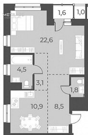 Квартира 51,4 м², 1-комнатная - изображение 1