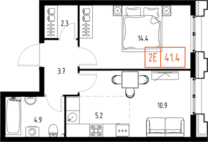 41,4 м², 2-комнатная квартира 13 191 082 ₽ - изображение 34