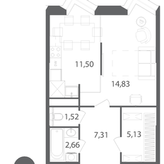 Квартира 43 м², 1-комнатная - изображение 3