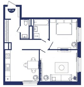 Квартира 57,3 м², 2-комнатная - изображение 1