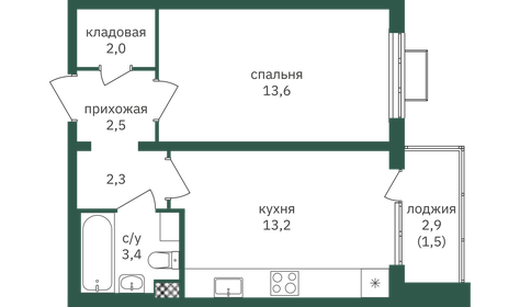 40,2 м², 1-комнатная квартира 12 700 000 ₽ - изображение 39