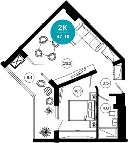 52,2 м², 2-комнатные апартаменты 40 000 000 ₽ - изображение 68