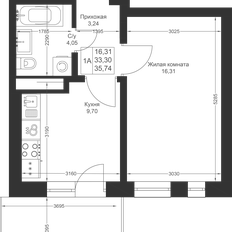 Квартира 35,7 м², 1-комнатная - изображение 2