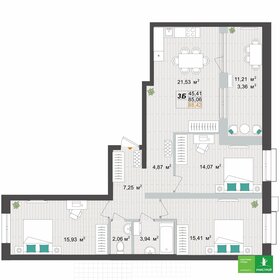 Квартира 88,4 м², 3-комнатная - изображение 1