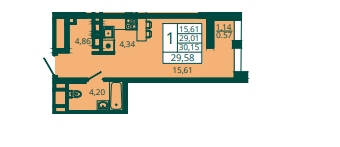 31 м², квартира-студия 3 950 000 ₽ - изображение 52