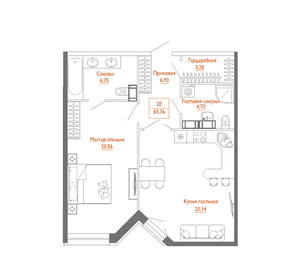 74,6 м², 1-комнатная квартира 28 626 096 ₽ - изображение 20