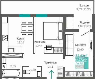 52,9 м², 2-комнатная квартира 7 531 000 ₽ - изображение 7