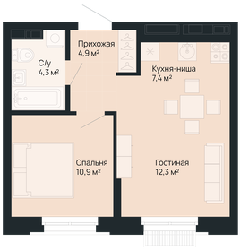 Квартира 39,8 м², 1-комнатная - изображение 1