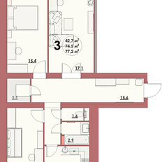 Квартира 77,2 м², 3-комнатная - изображение 2