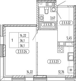 Квартира 36,1 м², 1-комнатная - изображение 1