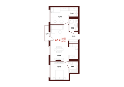 68,3 м², 2-комнатная квартира 7 240 860 ₽ - изображение 26