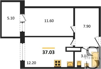 39,1 м², 1-комнатная квартира 7 600 000 ₽ - изображение 24