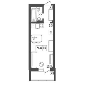 Квартира 26,7 м², 1-комнатная - изображение 2