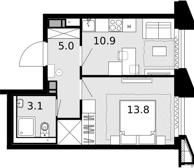 32,8 м², 1-комнатная квартира 8 856 000 ₽ - изображение 1