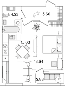 38,3 м², 1-комнатная квартира 9 492 403 ₽ - изображение 37