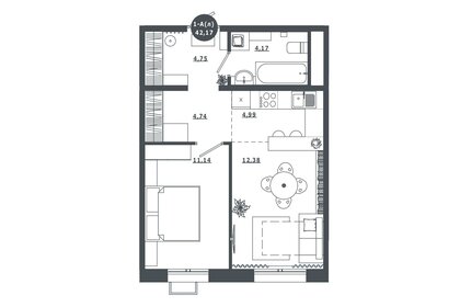 42,2 м², 1-комнатная квартира 5 650 000 ₽ - изображение 42