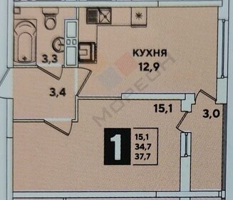 Квартира 37,1 м², 1-комнатная - изображение 1