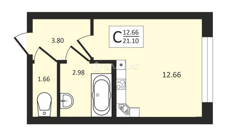 Квартира 21,1 м², студия - изображение 1