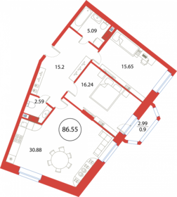 87,3 м², 2-комнатная квартира 24 000 000 ₽ - изображение 92