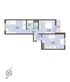 56 м², 3-комнатная квартира 5 750 000 ₽ - изображение 35
