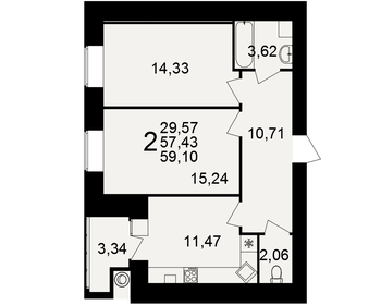 57,1 м², 2-комнатная квартира 5 284 525 ₽ - изображение 12