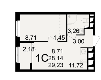 Квартира 29,2 м², студия - изображение 1