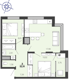 Квартира 52,4 м², 2-комнатная - изображение 1