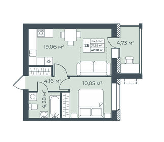 Квартира 42,3 м², 2-комнатная - изображение 1