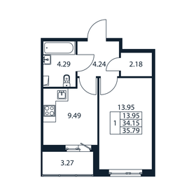 36,1 м², 1-комнатная квартира 5 156 580 ₽ - изображение 14