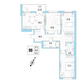 Квартира 97,2 м², 3-комнатная - изображение 1