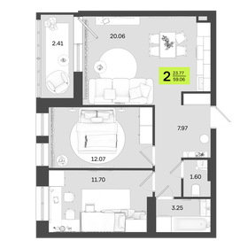 Квартира 59,1 м², 2-комнатная - изображение 1