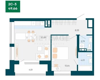 Квартира 51 м², 2-комнатная - изображение 1