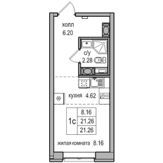 Квартира 21,3 м², студия - изображение 4