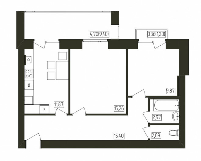 62,5 м², 2-комнатная квартира 5 189 160 ₽ - изображение 1