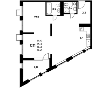 Квартира 78,7 м², студия - изображение 1