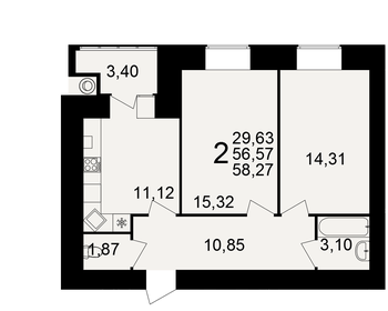 59,5 м², 2-комнатная квартира 5 325 250 ₽ - изображение 10