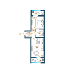 Квартира 51,1 м², 1-комнатная - изображение 1