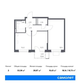 53,5 м², 3-комнатная квартира 10 200 000 ₽ - изображение 19