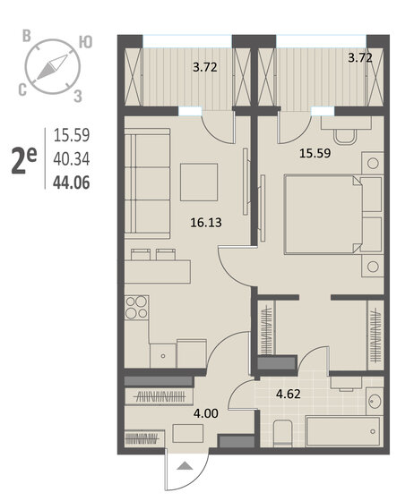 44,1 м², 1-комнатная квартира 5 948 100 ₽ - изображение 19