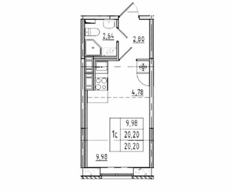 Квартира 20,2 м², студия - изображение 1